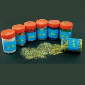 美術(shù)材料類100g 罐裝金蔥粉 (金色、銀色、 紅
